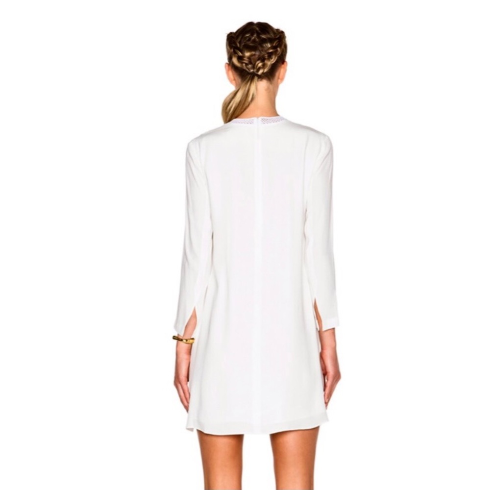 NEW A.L.C. WHITE CROCHET INSET SHIFT MINI DRESS - Picture 6 of 9